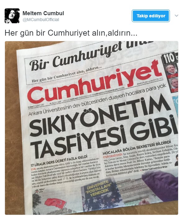 Meltem Cumbul Cumhuriyet alın kampanyasına katıldı