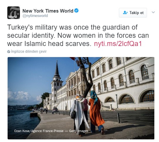 New York Times'ın 'laiklik elden gidiyor' haberi