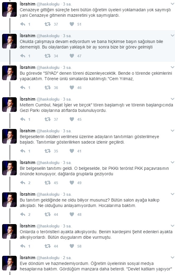 Terör sevici akademisyenleri deşifre eden tweet'ler