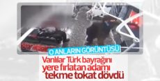 Erciş’te Türk bayrağına çirkin saldırının görüntüsü